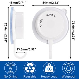 4pcs Suction Cup Hooks for Shower, Vacuum Shower Hooks for Inside Waterproof Removable Suction Hooks for Bathroom Wall Glass Tile Kitchen Mirror to Hang Towel Loofah Bathrobe (White Small Hook)