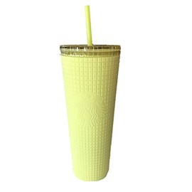 Starbucks Meadow Yellow Grid Soft Touch Tumbler Venti 24 oz