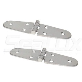SeaLux Marine Stainless Steel Top Mount 5-5/8" x 1-1/2" Large Round Side Strap Hinge (Pair)