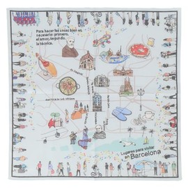 Chizutabi Handkerchief Unisex Handkerchief 44501551 Handkerchief Unisex Map Pattern Adult, White; Spain: Barcelona