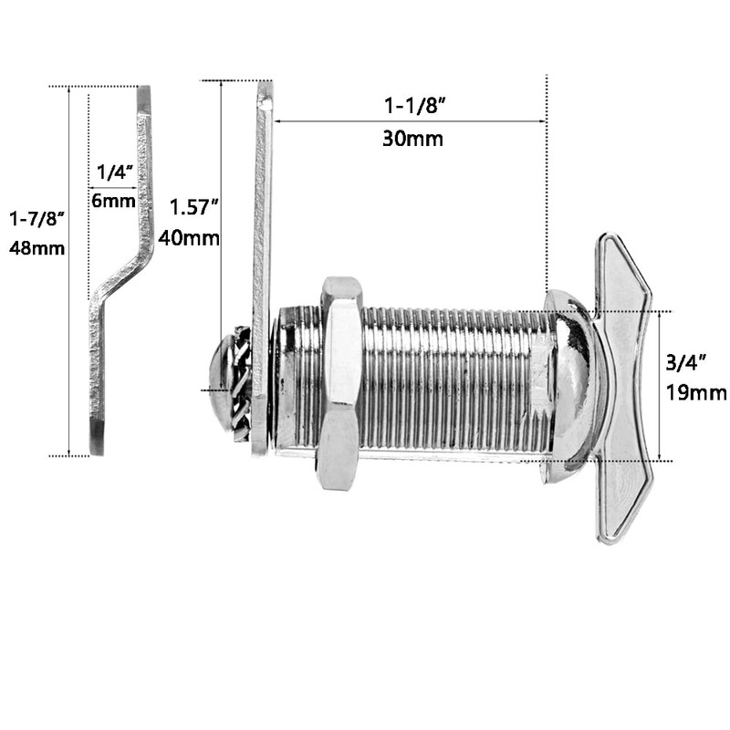 WOOCH 1-1/8" Thumb Operated Offset Cam Lock, RV Compartment Latch,