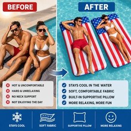 Fabric-Covered Inflatable Pool Float for Adults – Oversized Patriotic Lounger for Beach, Lake & Pool