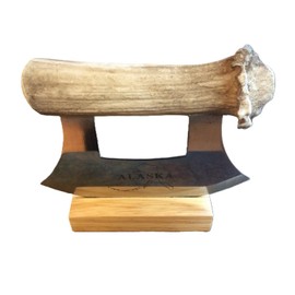 Alaskan Cultured Antler Ulu Knife and Stand