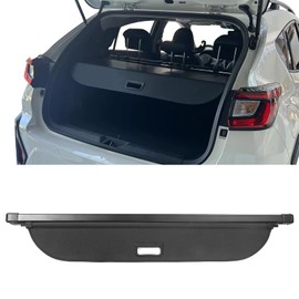 IKON MOTORSPORTS, Cargo Cover Compatible with 2024-2025 Subaru Crosstrek & Impreza All Models, OEM Style PVC & Aluminum Rod Black Security Rear Trunk Cover Security Retractable Shield