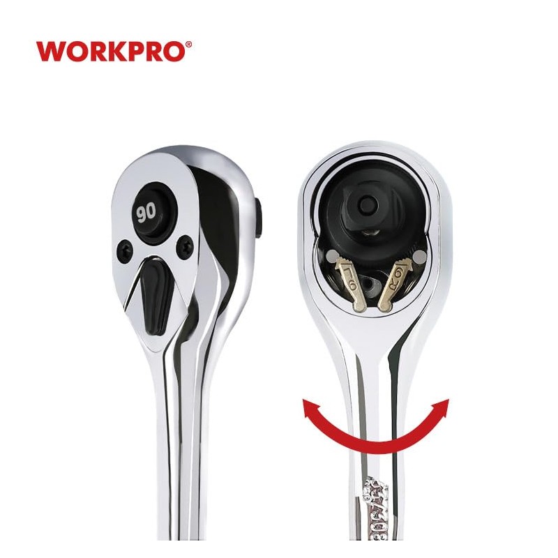 WORKPRO WP271005 3/8DR Drive-Angle Quick Release Ratchet Handle 90 Gear