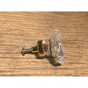 Clear Rose Cut Crystal Drawer Pull Gold Accent with Brass