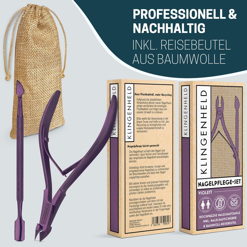 KLINGENHELD® Precise Cuticle Nippers with 1 Cuticle Pusher - Very
