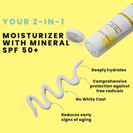 Daily Repair & Protect Moisturizer with Mineral SPF 50+ I With Squalane and Aloe Vera for Deep Moisture I UVA/UVB & Blue Light Protection I No White Cast I Reef Safe I Vegan