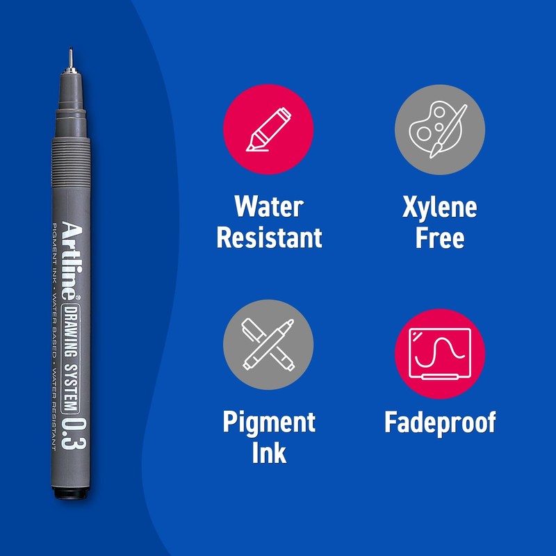 Artline 230 Drawing System Fineliner Pens, Art Technical Drawing Sketch