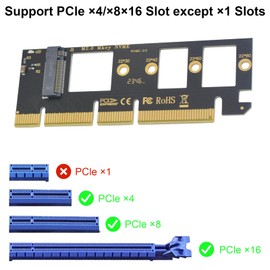 Poyiccot M.2 NVME to PCIe 4.0 x16 Adapter, PCI-e M.2 NVME Expansion Card, Support PCIE Protocol 4X 8X 16X Slots for M.2 SSD 2280, 2260, 2242, 2230