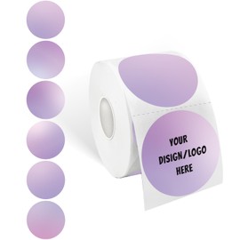 Yeachlaing 2 Inch Purple Round Thermal Sticker Labels, Self-Adhesive Circle Direct Thermal Labels, Multi-Purpose Roll Sticker Labels for DIY Logo Design, QR Code, Name Tag（ 600 Labels，1 Roll）