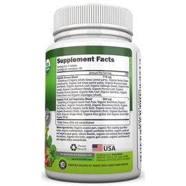 Organic Super Greens Capsules - Fruit & Vegetable Supplements - 120 Tablets