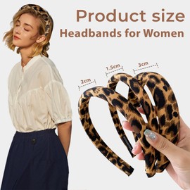 Goiern Pack of 3 Headbands for Women and Girls, Padded Headband, Non-Slip Headband with Leopard Pattern, Comfortable Headbands, Cute Headbands, Hair Accessories