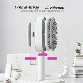 ZJchao Cojín Cepillo para Cabello Autolimpieza Masaje del Cuero Cabelludo Peine Redondeado Dientes Peine para el Cabello para Mujeres Cabello Largo (B