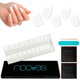 NOOVES - 20 x French Manicure Gel Nail Wraps French Grace Premium Semi-Cured Gel Nail Stickers + 1 Nail File and 1 Orange Stick Vegan