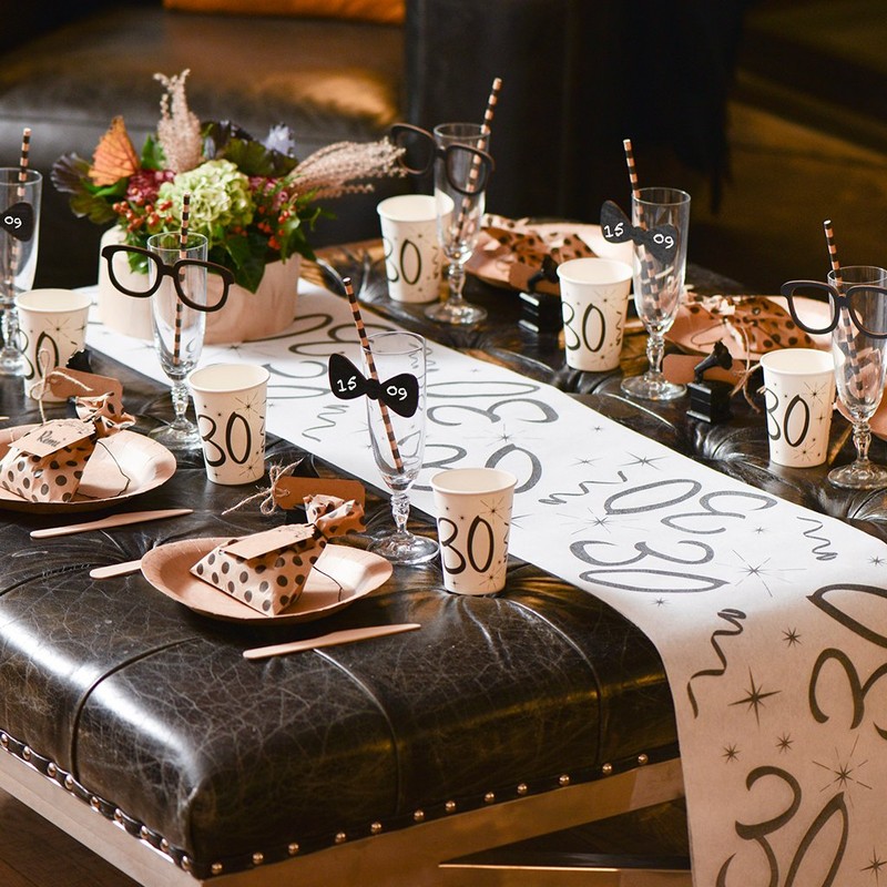 5192 Santex Birthday Table Runner, White