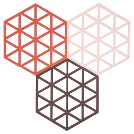 Zone Denmark Triangles Coasters 16 x 14 x 0.9 cm Set of 3 Burned Red/Rose/Kalamata