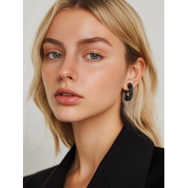 20mm Small Black Chunky Hoop Earrings for Women Thick Hypoallergenic Stainless Steel Hoop Earings Earring Trendy Ear Rings Jewelry