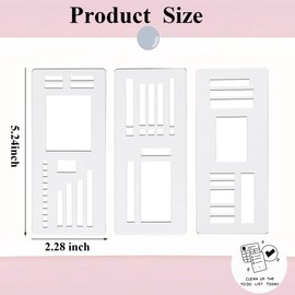 Handmade Flexible Record Template – 3 Pack Journaling Planner Stencil Set for Dot Grid, Drawing, Checklists & Daily Planning – Reusable Templates for Journaling, DIY Crafts (C)