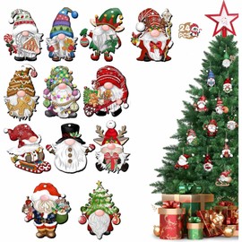 Youzealou 24pcs Christmas Gnome Wooden Hanging Decorations, Gnome Christmas Decorations,Christmas Ornaments,Christmas Tree Decorations,Christmas Ornaments Set (Xmas-Gnomes-C)