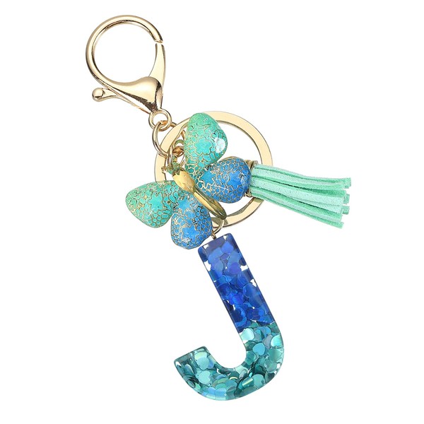 SUIKIHUM Initial Letter Keychains, (1.5"x1.06" Mini Letter Butterfly KeyChain) Resin