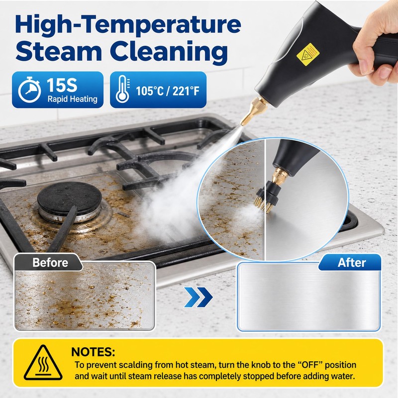 Steam Cleaner, High Pressure Steam Cleaner for Home, 6-Level Adjustment