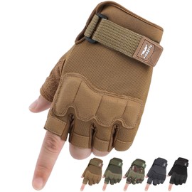 FIORETTO Fingerless Gloves, Half Finger Gloves for Driving, Cycling, Shooting, Hunting, Motorcycle, Climbing, Outdoor Work Sand X-Large