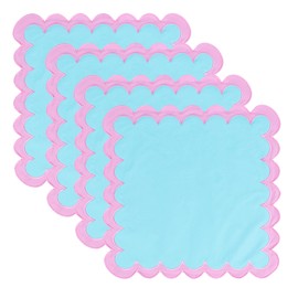 MIKI WELL Cloth Napkins Set of 4 Cotton,18"X18" Washable Napkins for Potluck Party Wedding Table Decoration (Blue Pink)