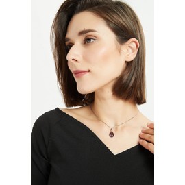 COAI Teardrop Pendant 925 Sterling Silver Red Tiger Eye Stone Necklace