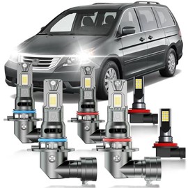 HUOKEDS for Honda Odyssey 2005-2010 Fog Lights Bulbs Combo, 6pcs Super Bright White Dual Beam and Fog Lights Blubs Package, 1:1 Size as Stock Bulbs, Plug and Play