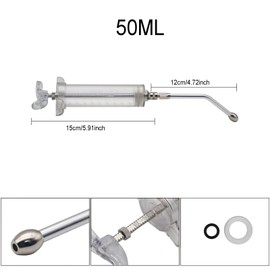 2Pcs Clear Reusable Goats Syringe Pet Feed Water Filler with 2 Drench Nozzle, Adjustable Dosage Drench Gun Syringe for Bird, Cattle, Sheep, Goats, Horse, Pig, Dog Feeding Supplies (50ML)