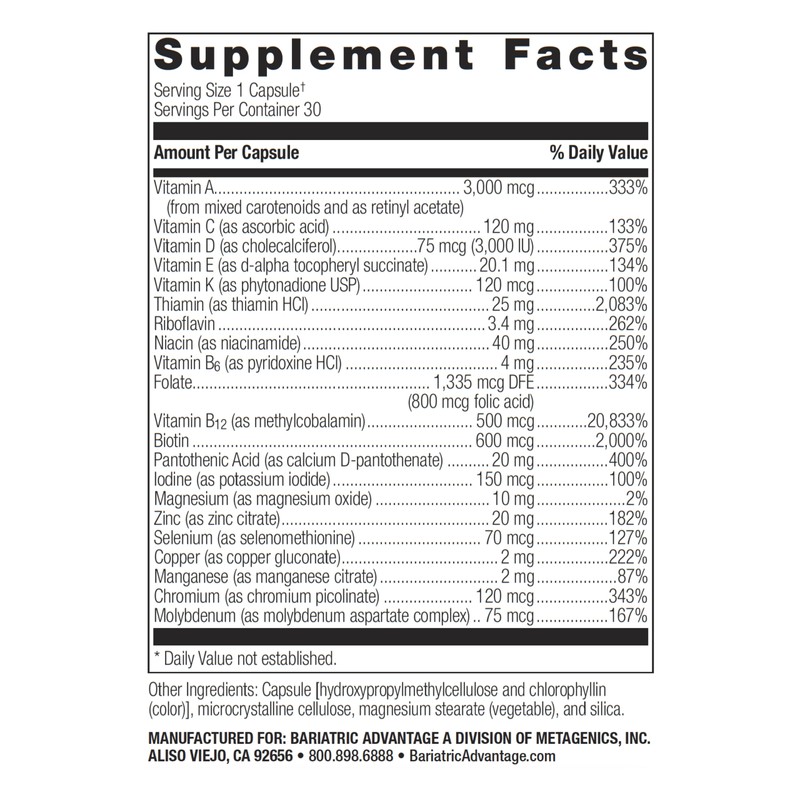 Bariatric Advantage Ultra Solo Without Iron - Once-Per-Day Daily Multivitamin