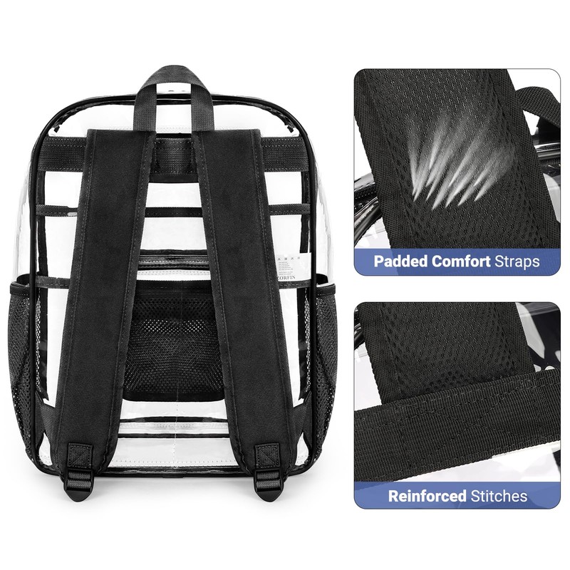 Heavy-Duty Clear Backpack for School and Work, Large Transparent Bag