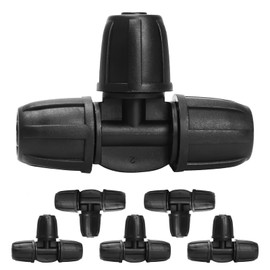 Bonviee 6 Pack 5/16 Inch Drip Irrigation Tee Connectors, Barbed Lock Fittings for 1/2” Tubing, Leak-Proof 3-Way Coupler for Garden Hose, Drip System Repair & Extension