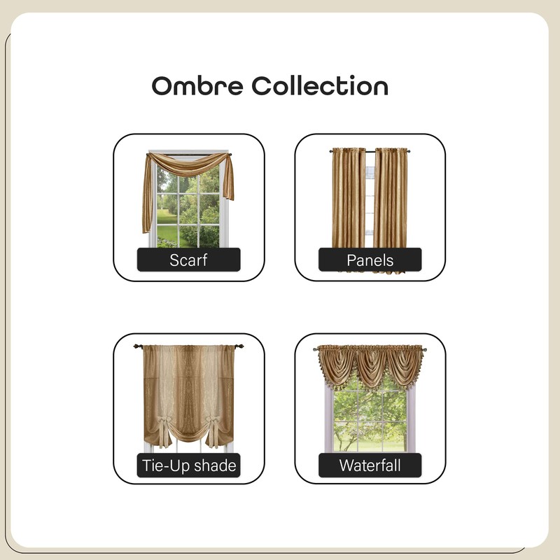 Achim Home Furnishings Ombre h Scarf, 50-Inch by 144-Inch, Sandstone