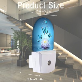 AOWULA Butterflies and Lotus Night Light,Lotus Night Lights Plug into Wall, Dusk to Dawn Sensor LED Lamp 0.5W for Boys/Girls/Women/Men Decorations Room 0.5W Sleep Friendly