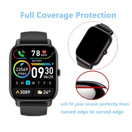Aemus Compatible for Ddidbi P66D Smart Watch Screen Protector (3 Pack) 3D Full Coverage Protective Film Compatible for Nerunsa/Dotn/Aptckdoe/Poounur P66E 1.85" Smart Watch