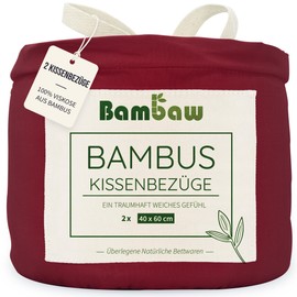 Bambaw Cushion Cover 40 x 60 cm (Pack of 2) - 100% Bamboo - Hypoallergenic - Soft and Breathable Pillowcase 40 x 60 cm for Hair and Skin - Allergy Sufferers Cushion Cover - Burgundy Red