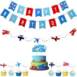 Airplane Plane Birthday Banner Airplane Aviator Aviation Birthday Themed Up Up and Away Party Banner for Kids, Baby Shower Supplies, Aircraft Bunting, Photo Background
