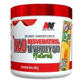 Nad, Resveratrol, Té Verde  Q10 300g Advance Labs Nutrition Sabor Melón                                                                               
