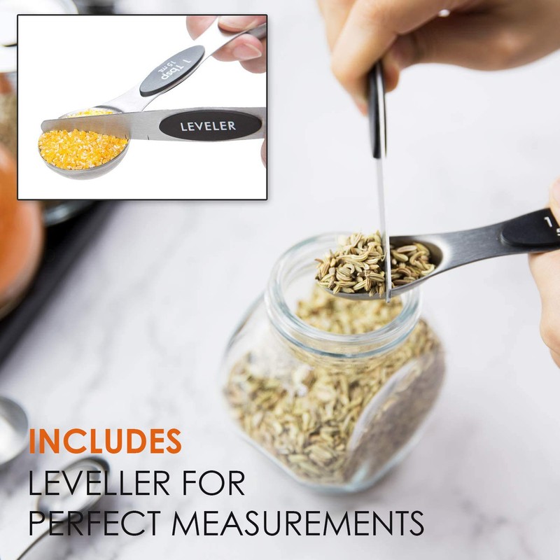 MAKREL® 8 Piece Magnetic Stackable Measuring Spoon Set Stainless Steel