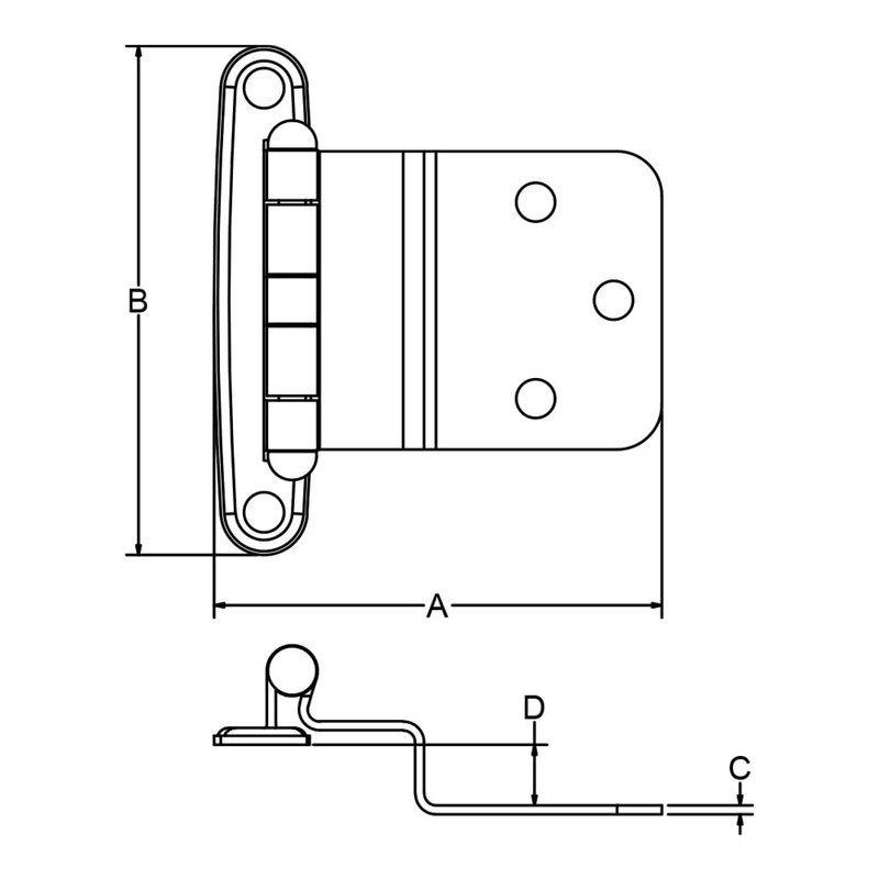 White Water 7707ES Marine 304 Stainless Semi–Concealed Hinge