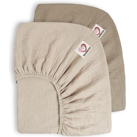 Bearmoss - Sábanas de muselina para cuna, 100% algodón, ajustadas para colchón estándar para cuna y cama de niños pequeños, 52 x 28 pulgadas, suave, transpirable, neutro para niños y niñas, paquete de