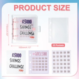 PATIKIL 5000 Pounds Savings Challenges Book, Money Saving Binder with 25 Pages Reusable Budget Envelope Cash Envelopes for Budgeting Financial Planner Office Business, Pink