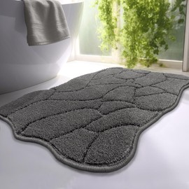 Bathroom Rugs, 32x20 Extra Soft and Absorbent Shaggy Microfiber Bath Mat Rugs, Modern Bathroom Rug Mat Carpet for Bathroom Shower Floor Decor, Machine Washable (Gray)