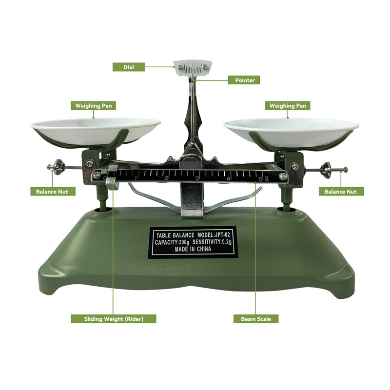 TADA 200g/0.2g Mechanical Balance Scale with Calibration Weights for Science
