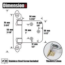 JQK 1/2 Inch Overlay Cabinet Door Hinges Gold, 10 Pack 5 Pairs Flush Face Mount Cupboard Self-Closing Kitchen Cabinet Hinges with Door Bumper, CH200-BG-P10