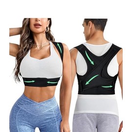 SUNACGO Corrector de Postura Ajustable Unisex,Faja para Postura de Espalda,Férulas para Espalda de Soporte,Alivia el Dolor de Cuello, Hombros y Cintura, Mejorar el Joroba