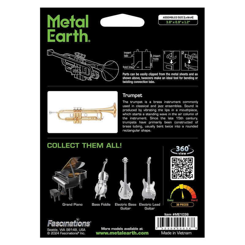 Metal Earth Trumpet 3D Metal Model Kit Fascinations