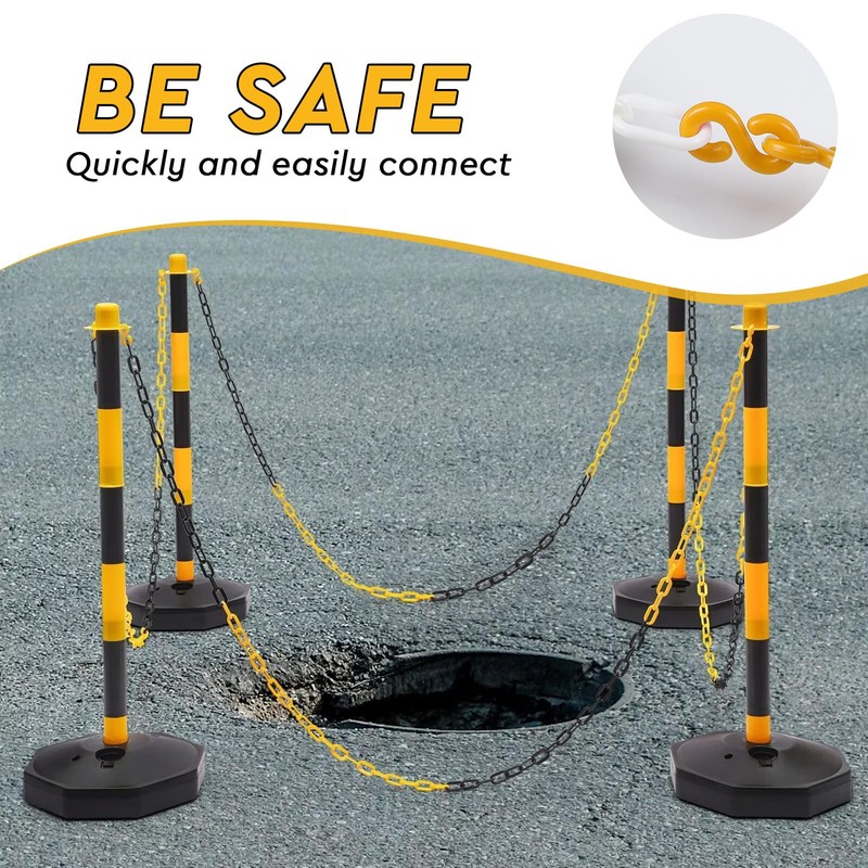 SWAWIS 15 m Plastic Barrier Chain, 6 mm Thick, Yellow/Black